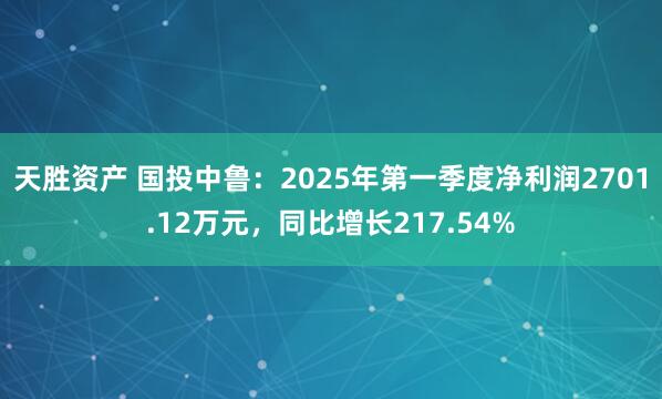 天胜资产 国投中鲁：2025年第一季度净利润2701.12万元，同比增长217.54%